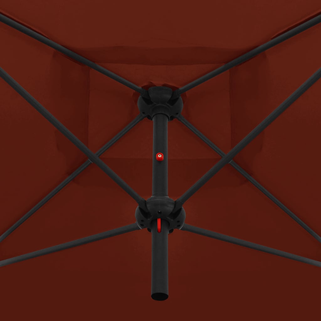 vidaXL Doppelsonnenschirm mit Stahlmast 250×250 cm Terracotta-Rot