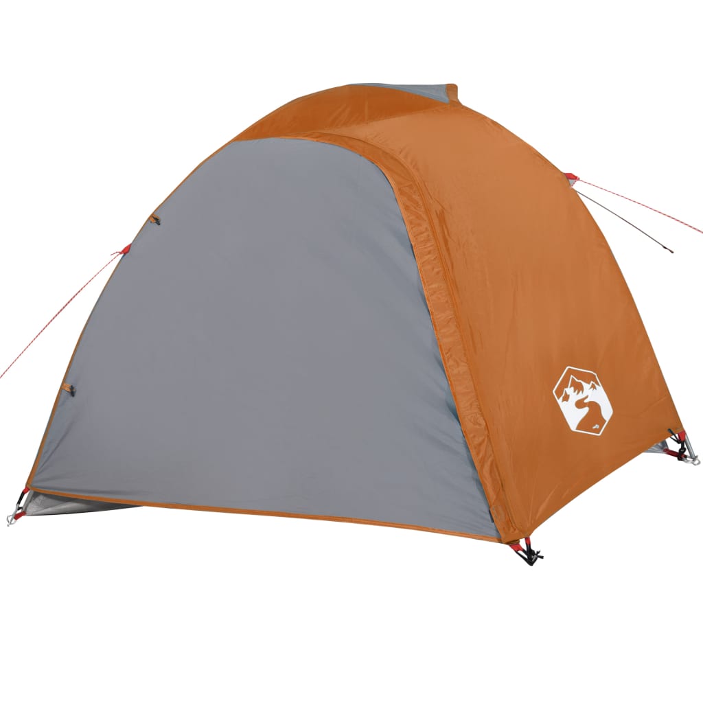 vidaXL Kuppel-Campingzelt 4 Personen Grau und Orange Wasserdicht