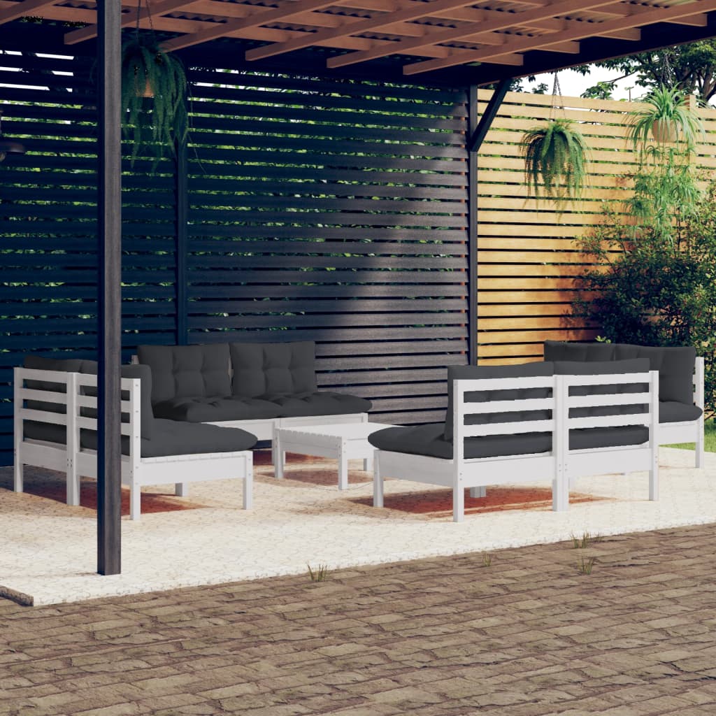 vidaXL 9-tlg. Garten-Lounge-Set mit Anthrazit Kissen Kiefernholz