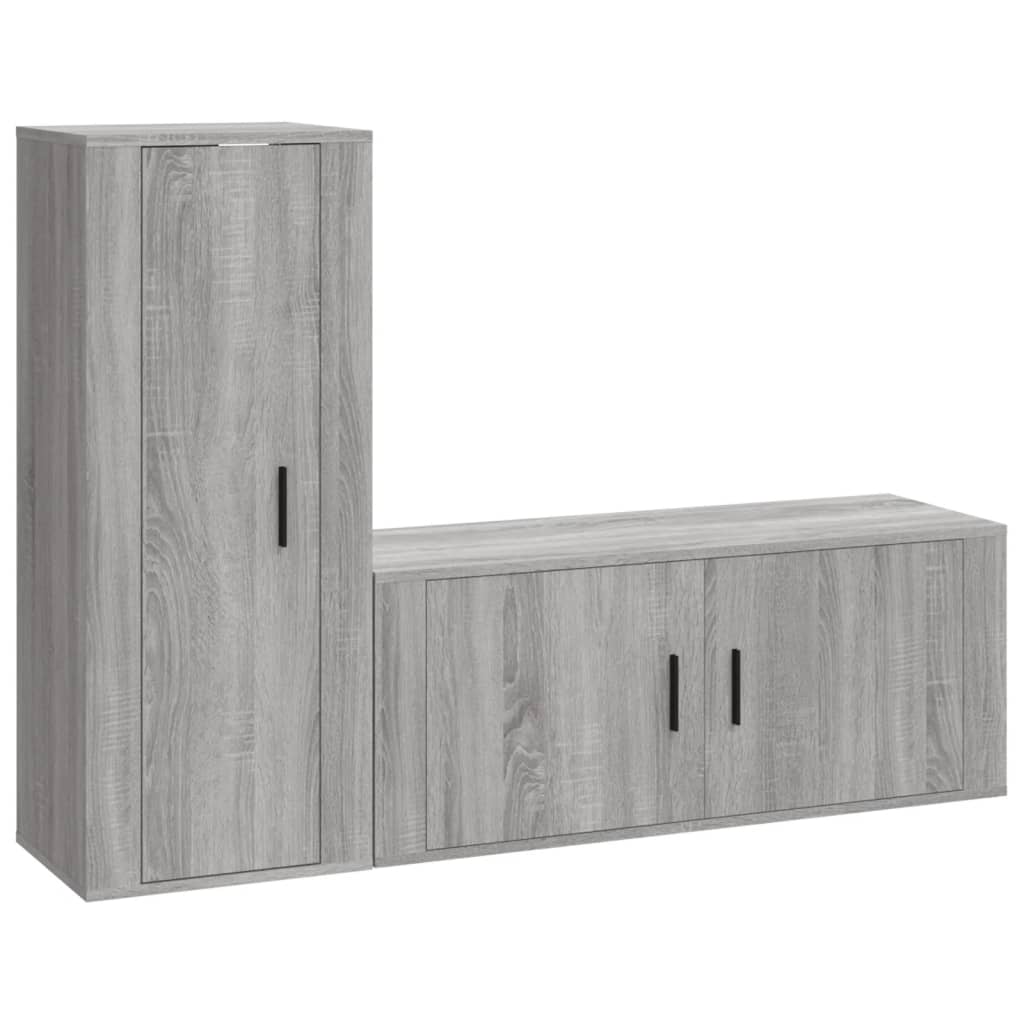 vidaXL 2-tlg. TV-Schrank-Set Grau Sonoma Holzwerkstoff