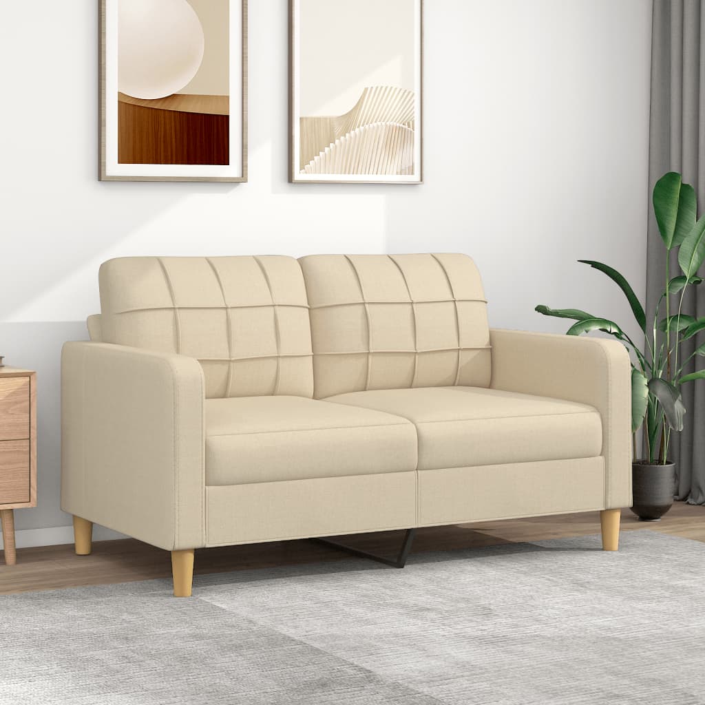 vidaXL 2-Sitzer-Sofa Creme 140 cm Stoff