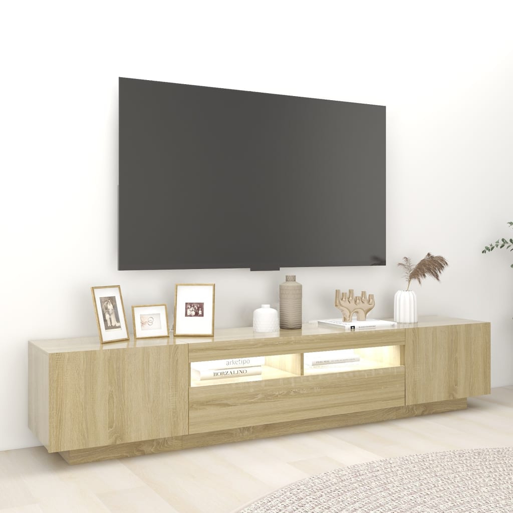 vidaXL TV-Schrank mit LED-Leuchten Sonoma-Eiche 200x35x40 cm