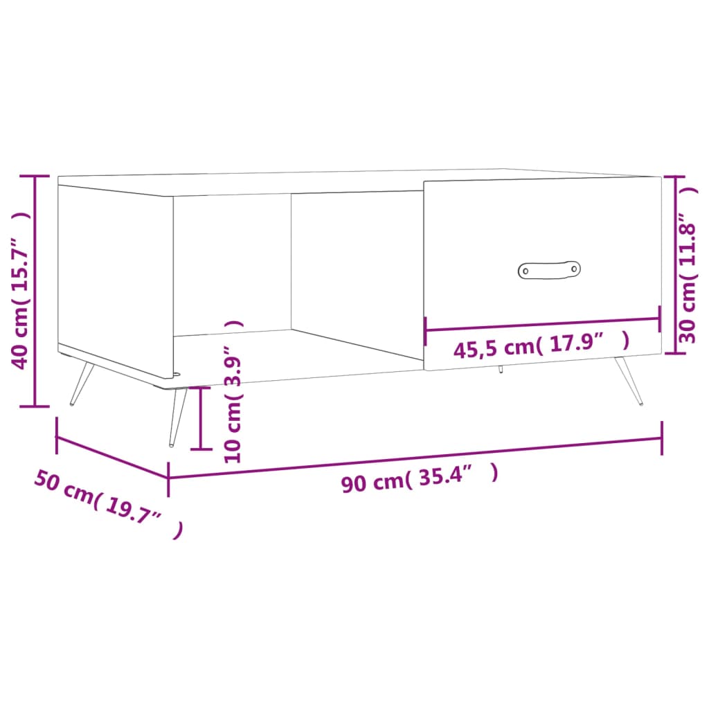 vidaXL Couchtisch Weiß 90x50x40 cm Holzwerkstoff