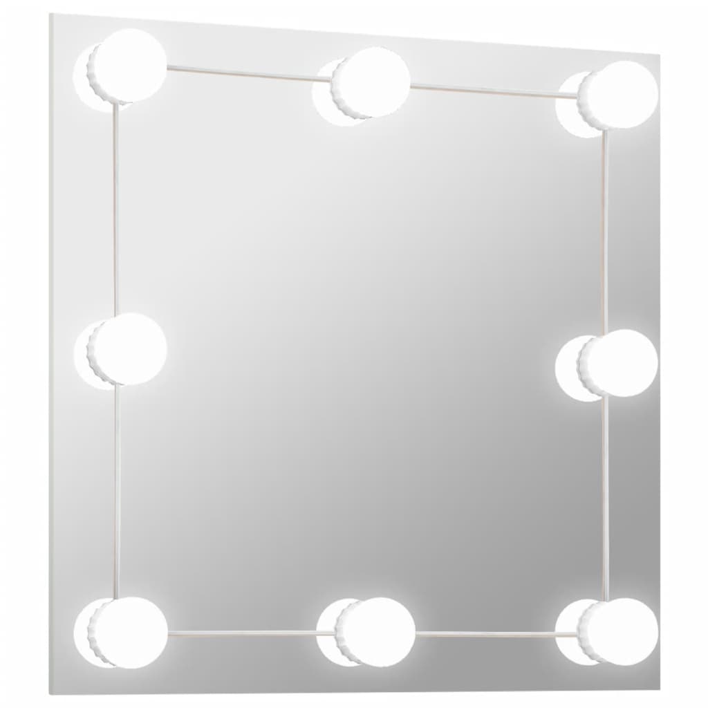 vidaXL Wandspiegel mit LED-Beleuchtung Quadratisch Glas