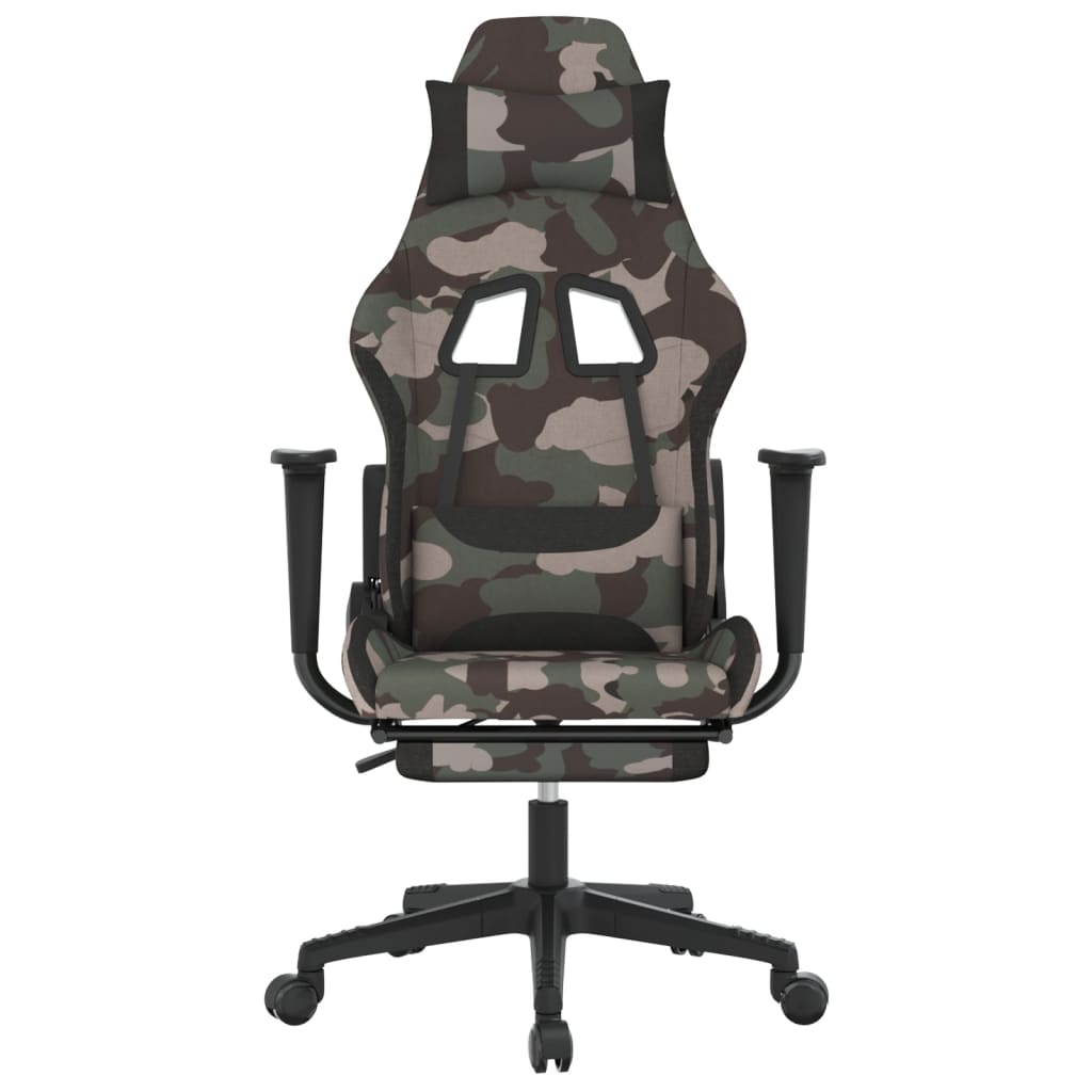 vidaXL Gaming-Stuhl mit Massage & Fußstütze Schwarz Camouflage Stoff