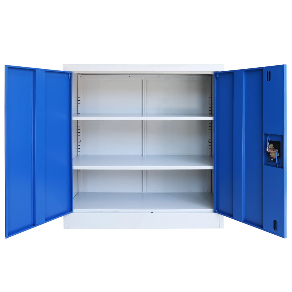 vidaXL Büroschrank Metall 90 x 40 x 90 cm Grau und Blau