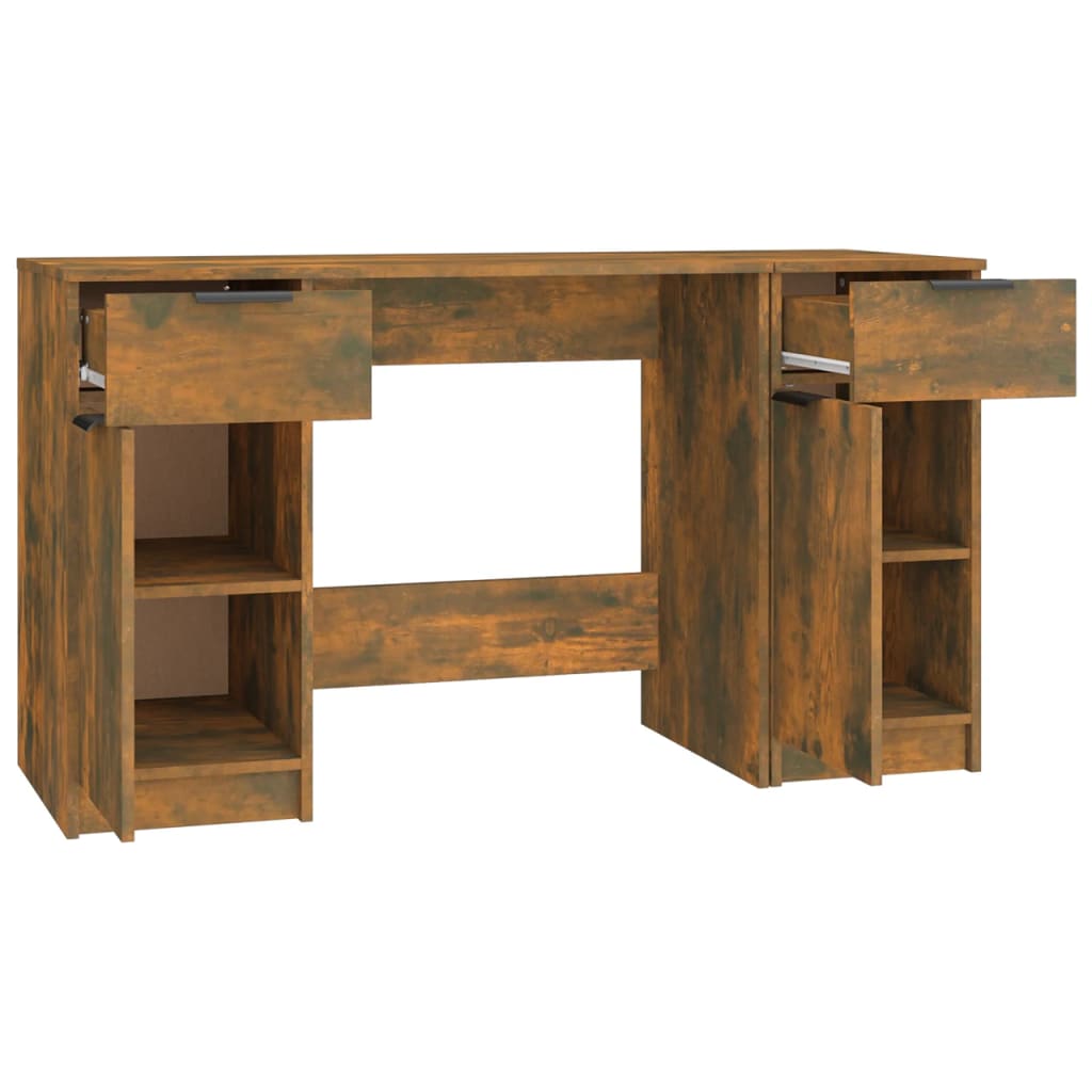 vidaXL Schreibtisch mit Beistellschrank Räuchereiche Holzwerkstoff