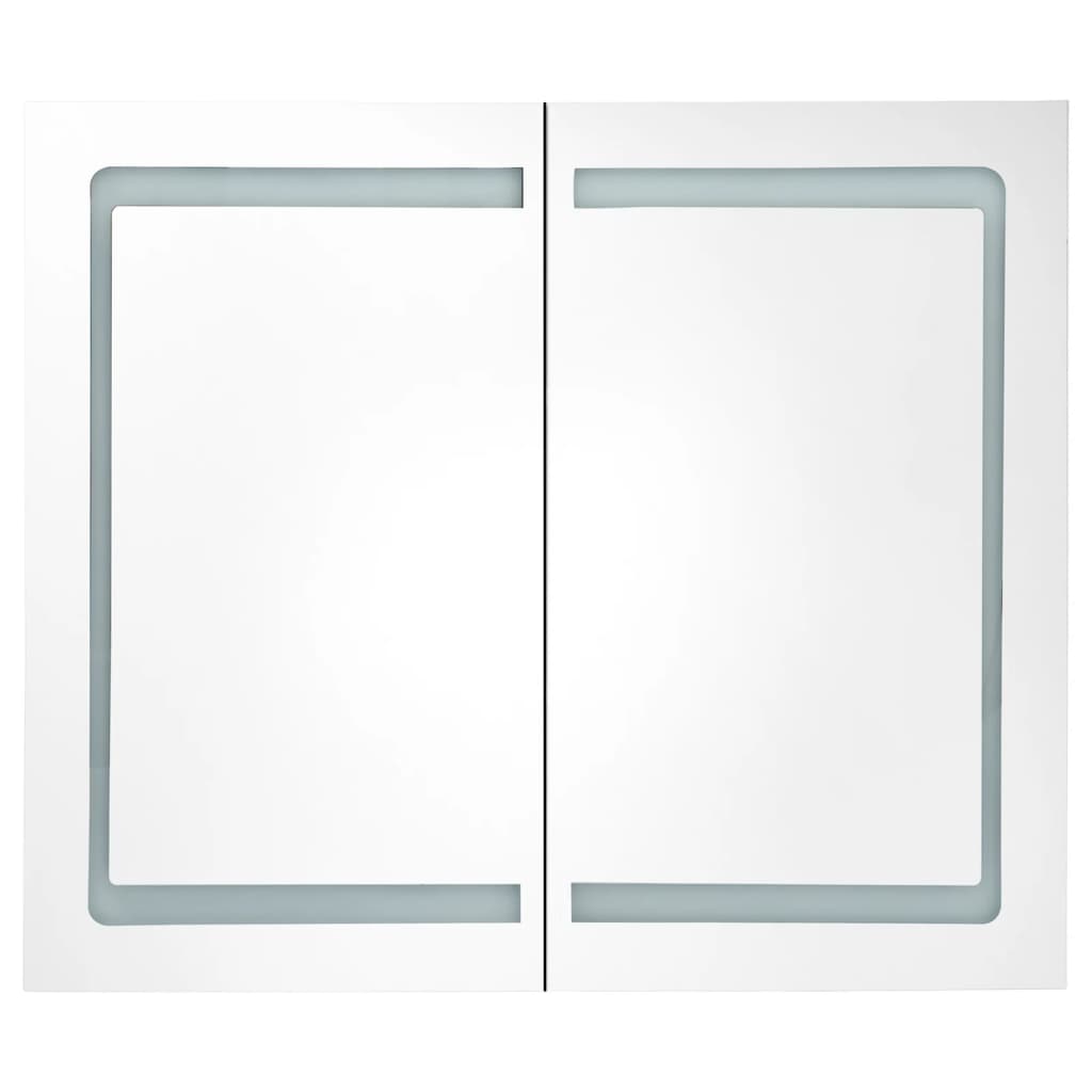 vidaXL LED-Spiegelschrank fürs Bad Glänzend Weiß 80x12x68 cm