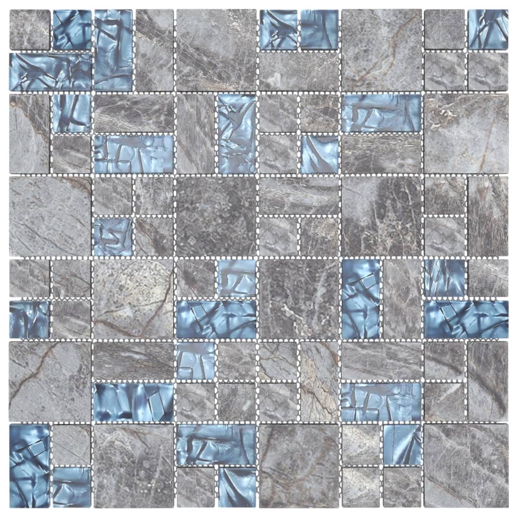 vidaXL Mosaikfliesen 11 Stk. Grau Blau 30x30 cm Glas