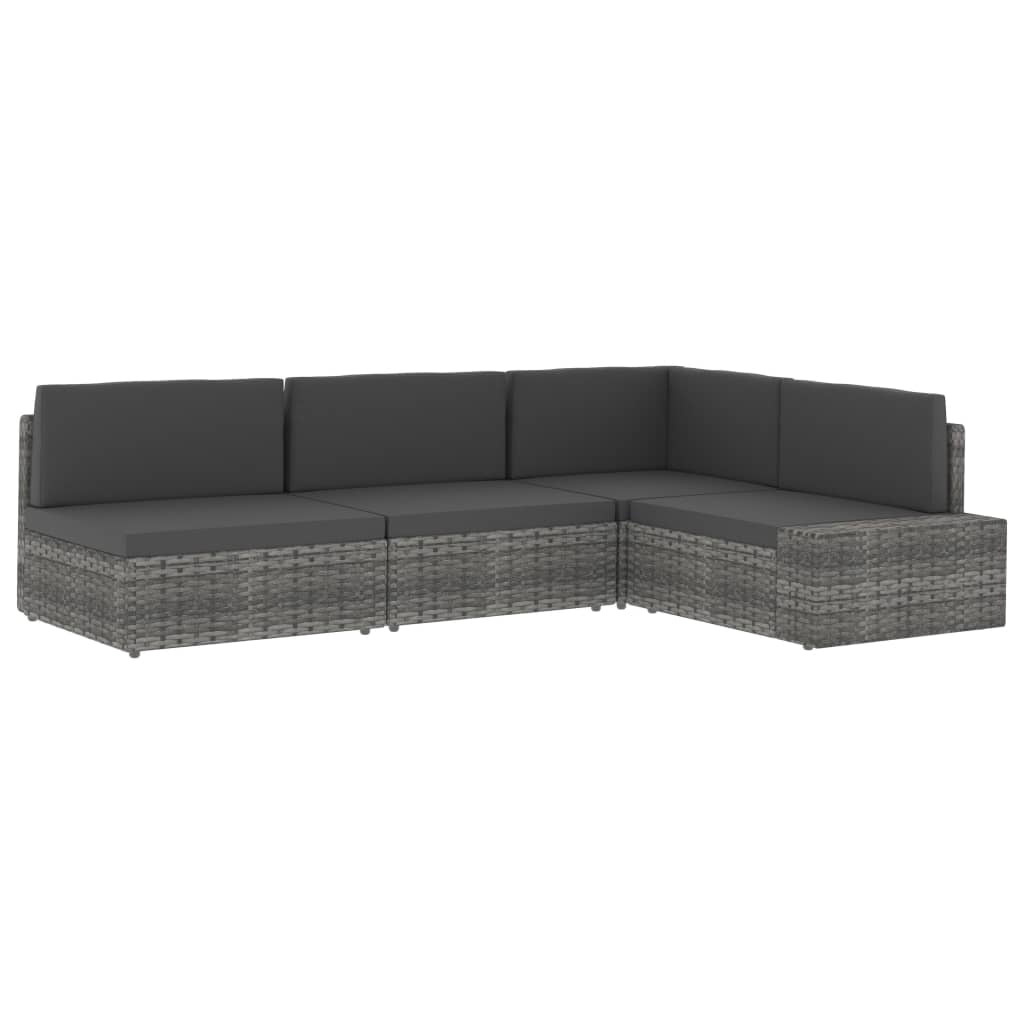 vidaXL Modulares 2-Sitzer-Sofa Poly Rattan Grau