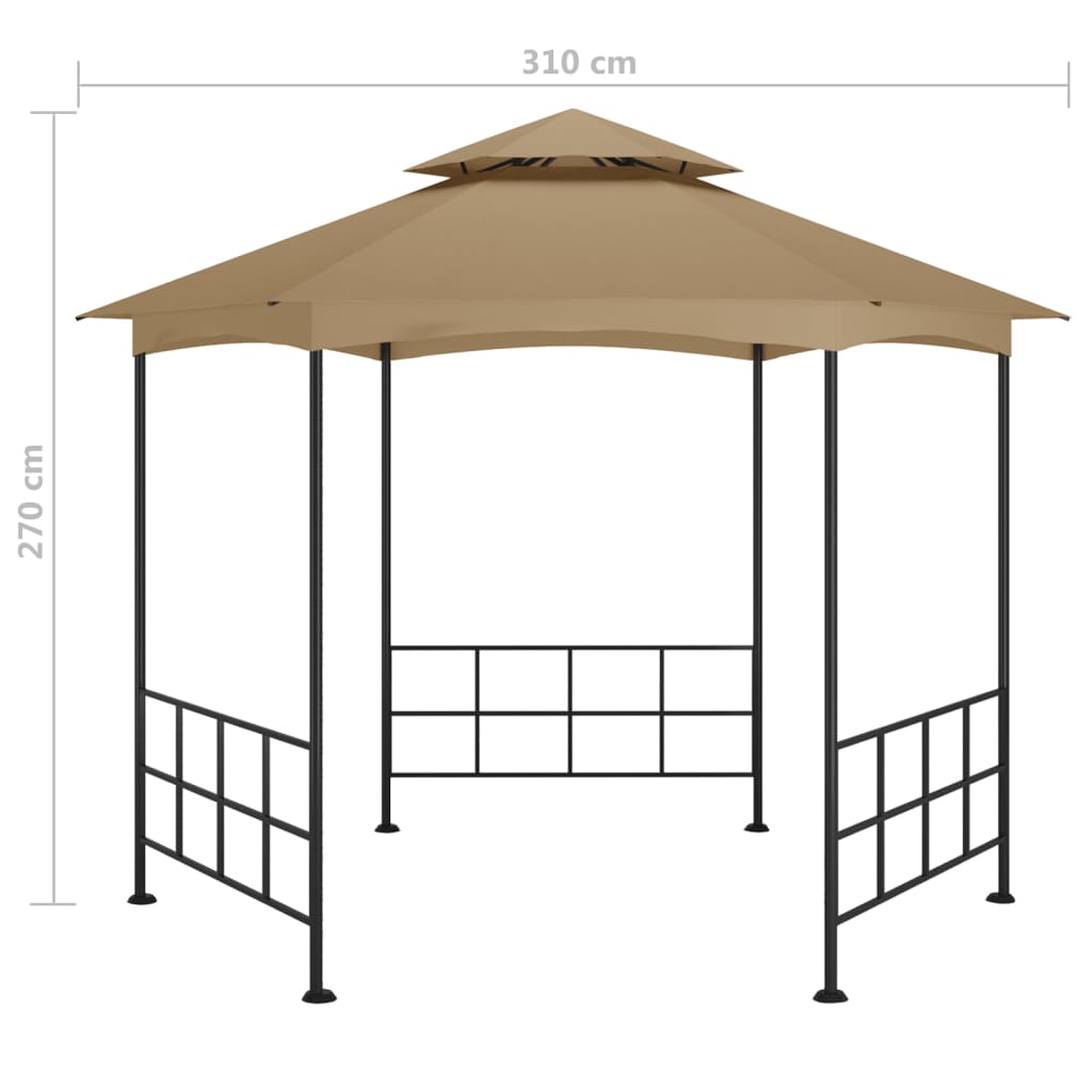 vidaXL Pavillon mit Seitenwänden 3,1x2,7 m Taupe