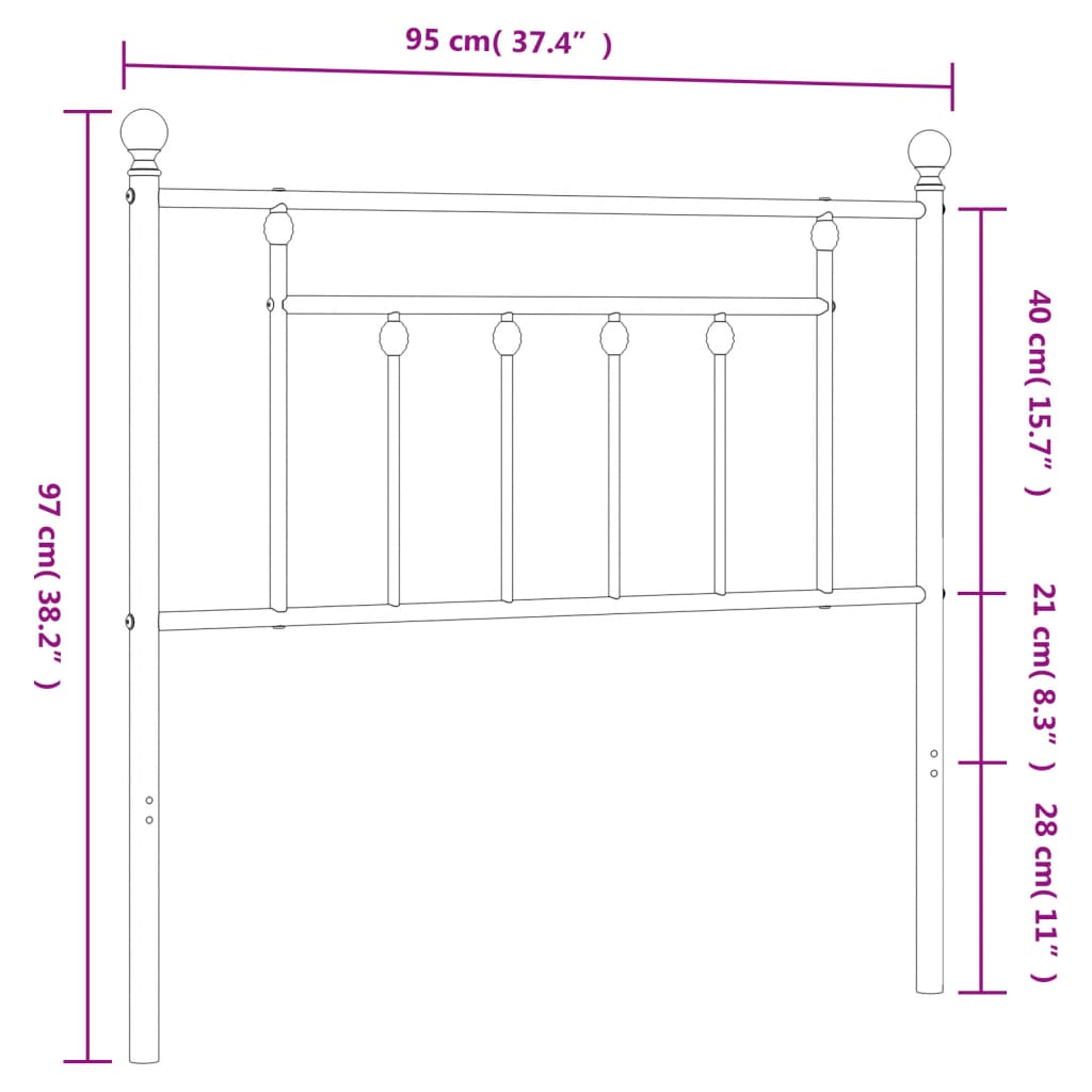 vidaXL Kopfteil Metall Weiß 90 cm