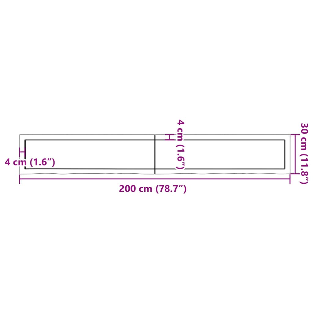 vidaXL Wandregal Hellbraun 200x30x(2-6) cm Massivholz Eiche Behandelt