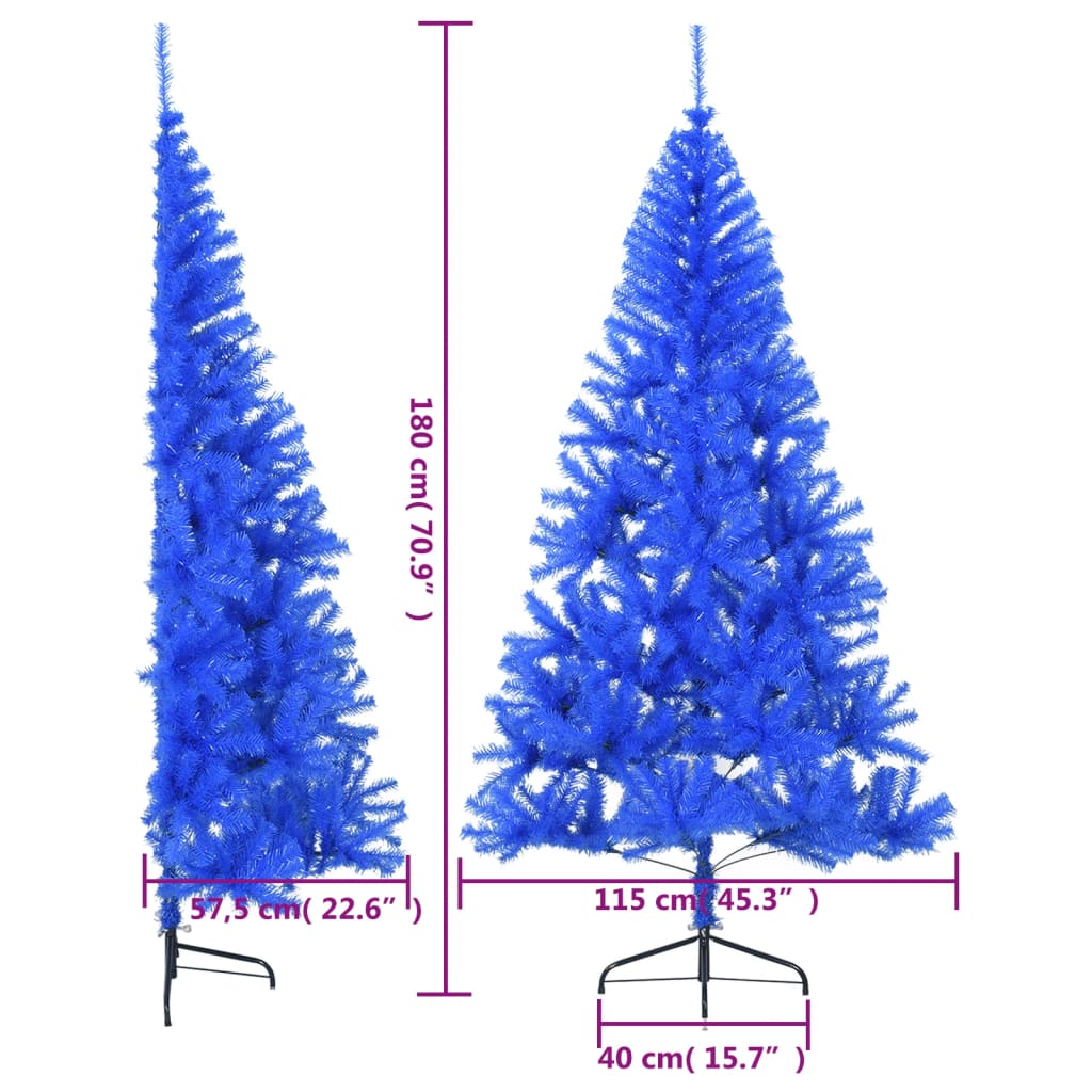 vidaXL Künstlicher Halb-Weihnachtsbaum mit Ständer Blau 180 cm PVC