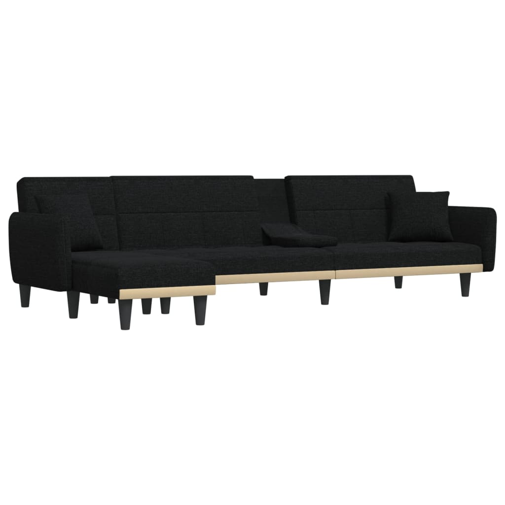 vidaXL Schlafsofa in L-Form Schwarz 275x140x70 cm Stoff