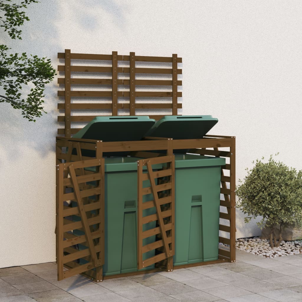 vidaXL Mülltonnenbox für 2 Tonnen Honigbraun Massivholz Kiefer