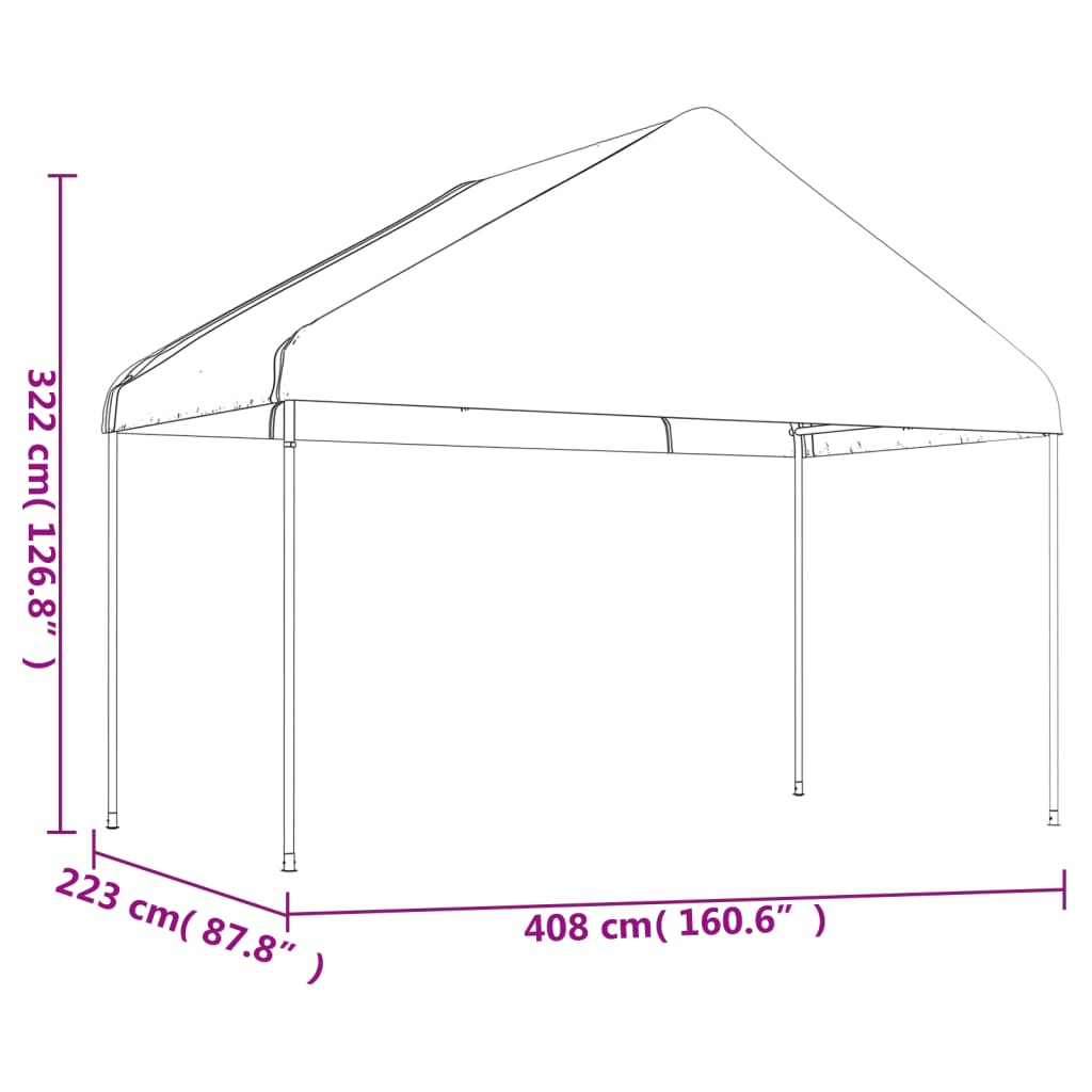 vidaXL Pavillon mit Dach Weiß 13,38x4,08x3,22 m Polyethylen