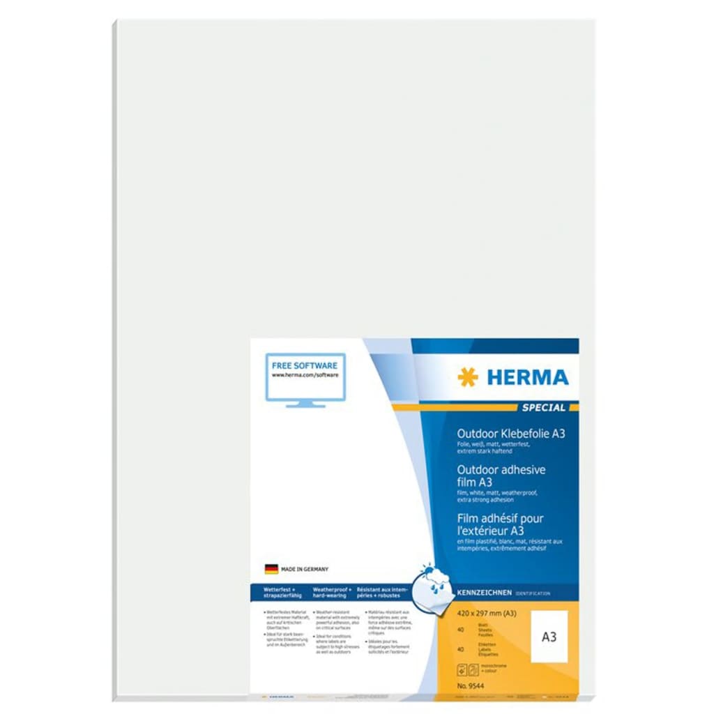 HERMA Outdoor-Etiketten A3 297x420 mm 40 Blätter Weiß