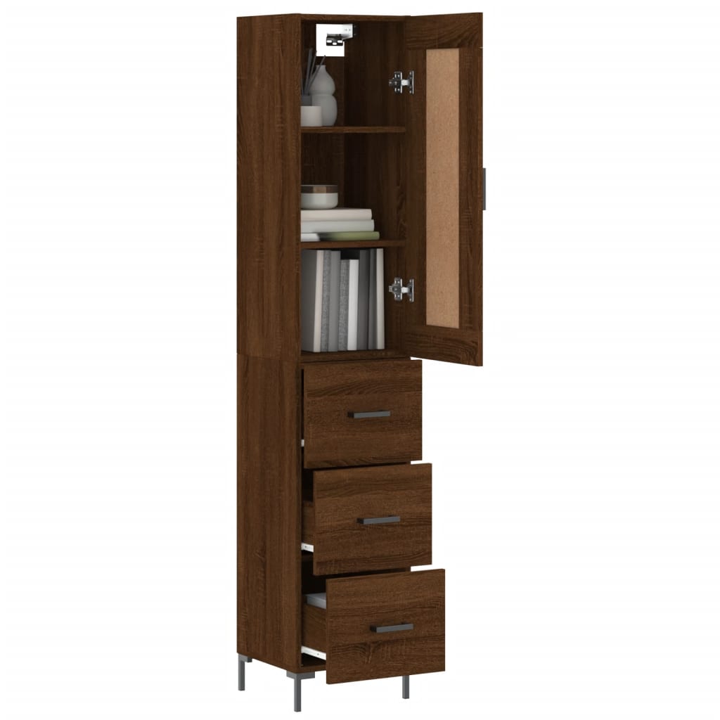 vidaXL Highboard Braun Eichen-Optik 34,5x34x180 cm Holzwerkstoff