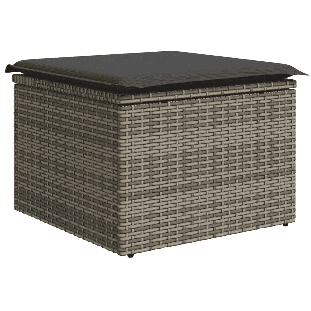 vidaXL 7-tlg. Garten-Sofagarnitur mit Kissen Grau Poly Rattan