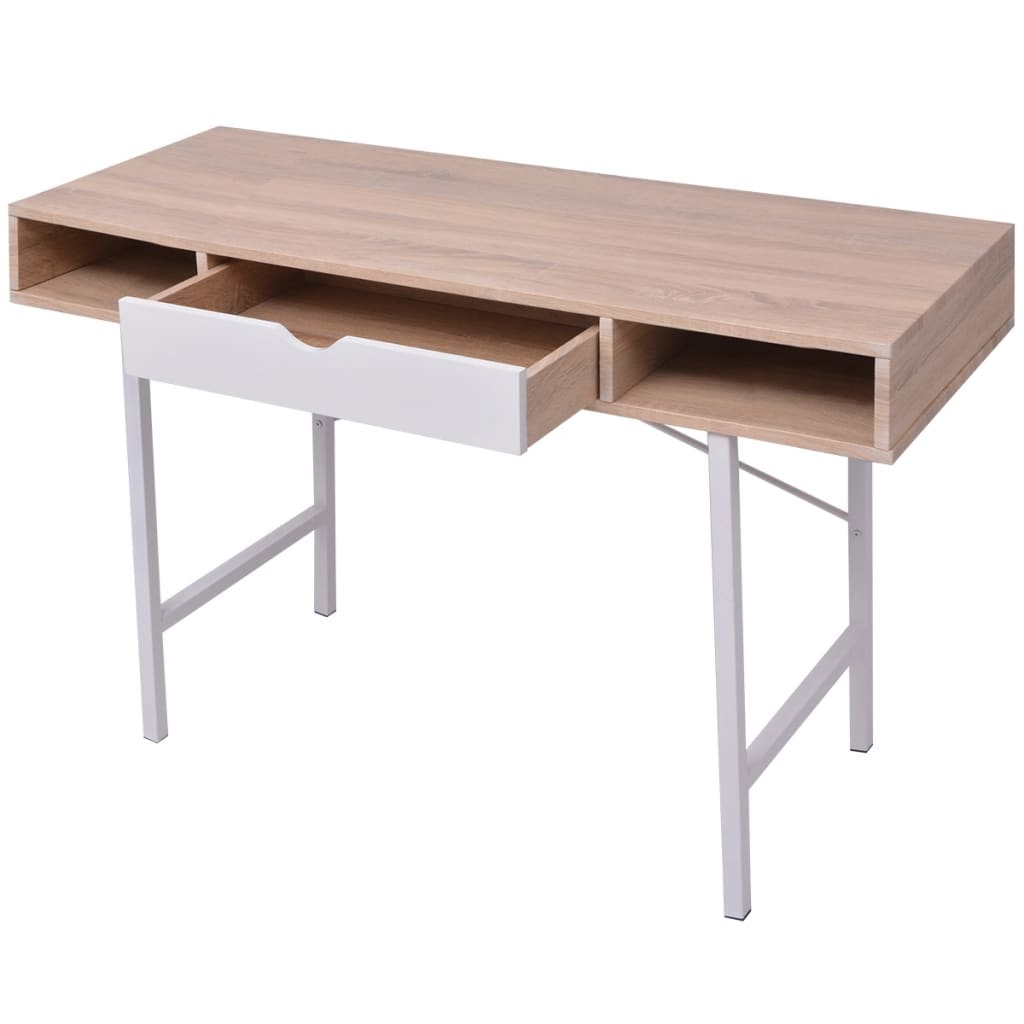 vidaXL Schreibtisch mit 1 Schublade Eiche und Weiß