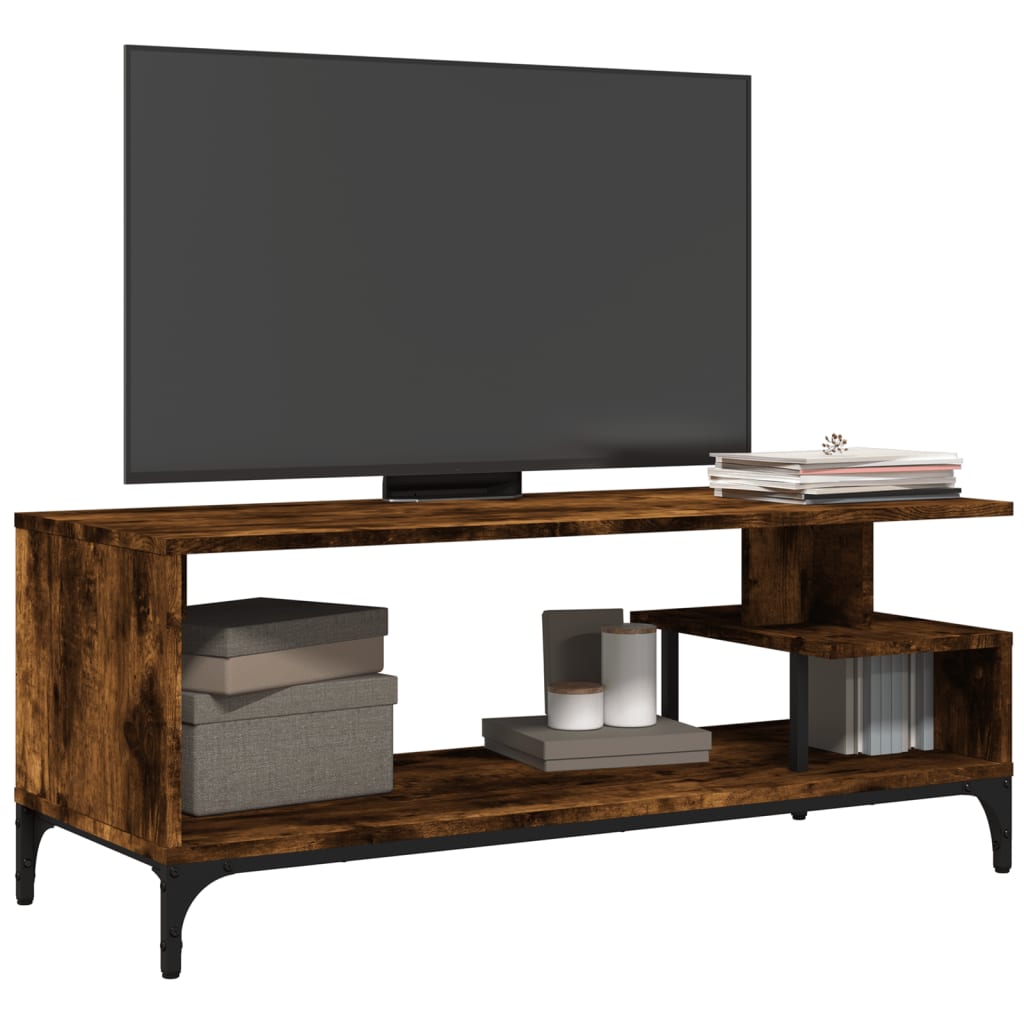 vidaXL TV-Schrank Räuchereiche 102x40x41 cm Holzwerkstoff und Stahl