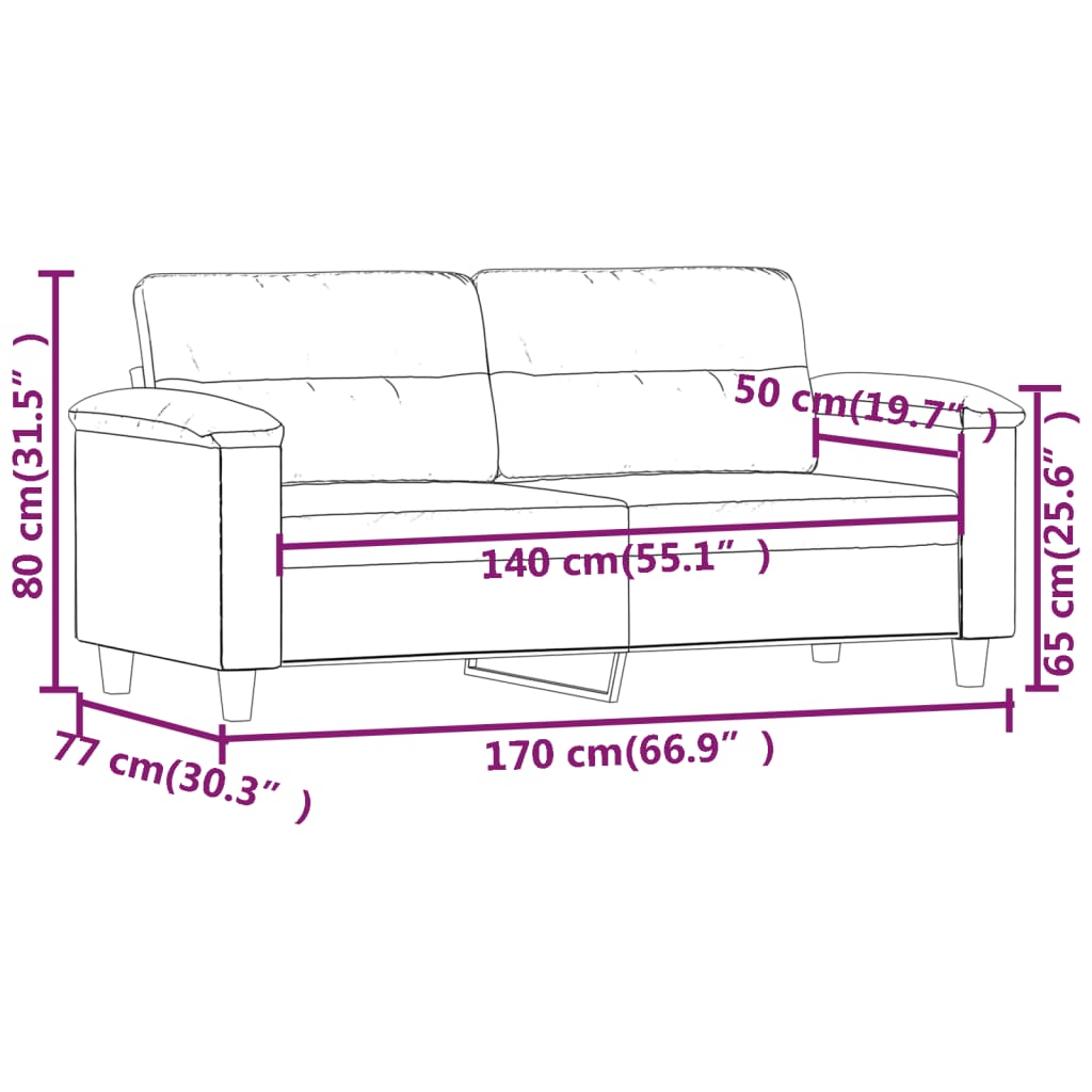 vidaXL 2-Sitzer-Sofa Hellgrau 140 cm Mikrofasergewebe