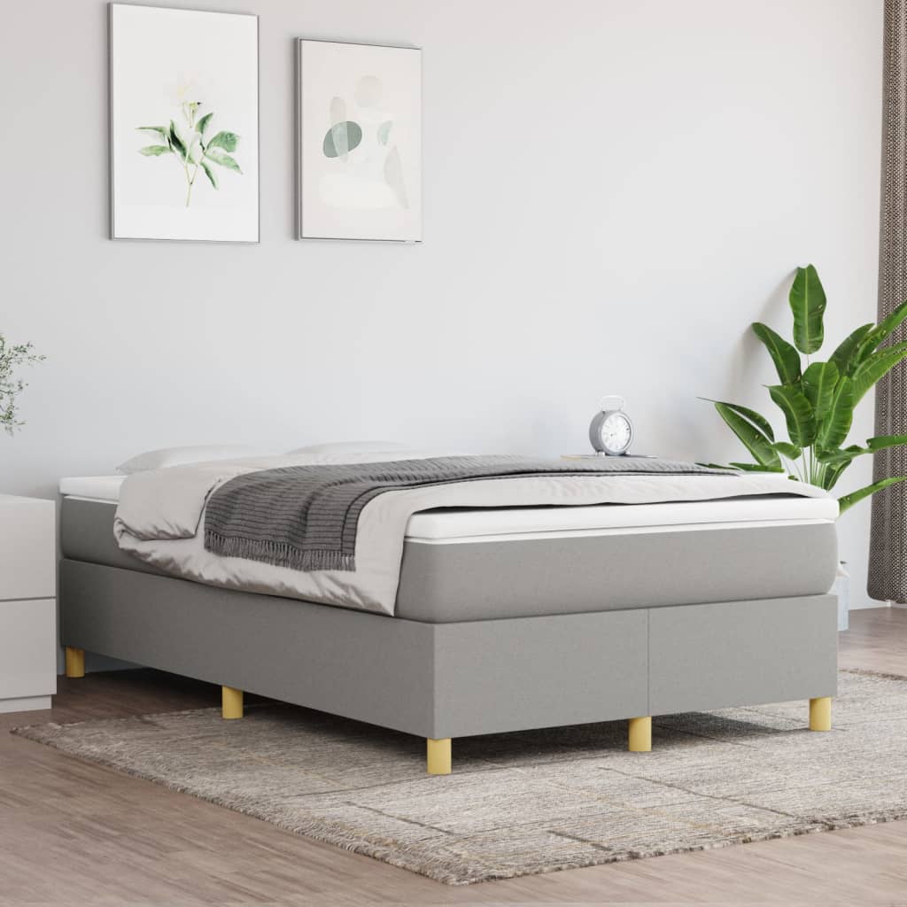 vidaXL Boxspringbett mit Matratze Hellgrau 120x190 cm Stoff