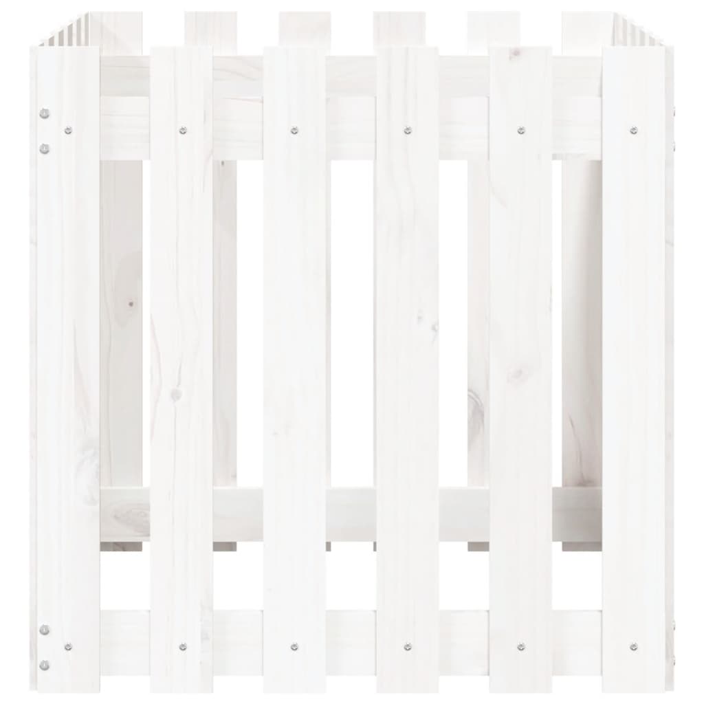 vidaXL Pflanzkübel Lattenzaun-Design Weiß 60x60x60cm Massivholz Kiefer