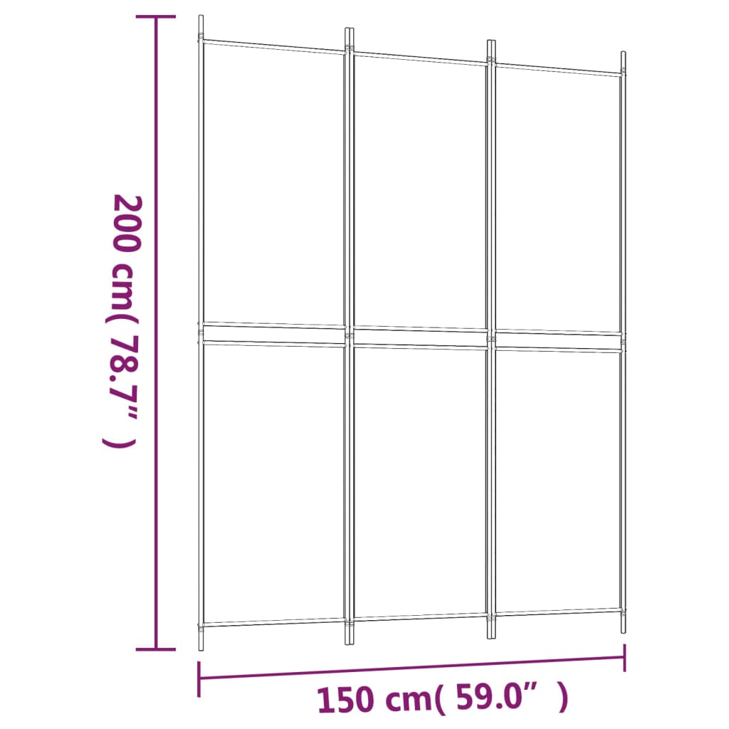 vidaXL 3-tlg. Paravent Weiß 150x200 cm Stoff