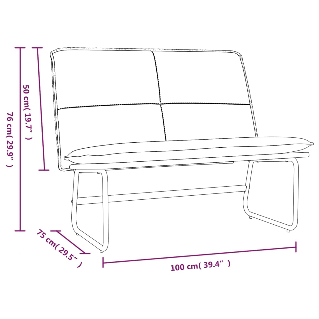 vidaXL Sitzbank Creme 100x75x76 cm Kunstleder