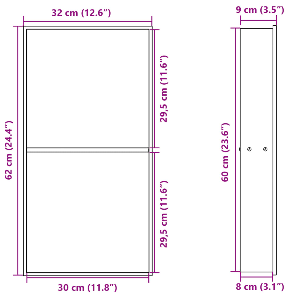 vidaXL Duschnische Mattweiß 32x62x9 cm Edelstahl