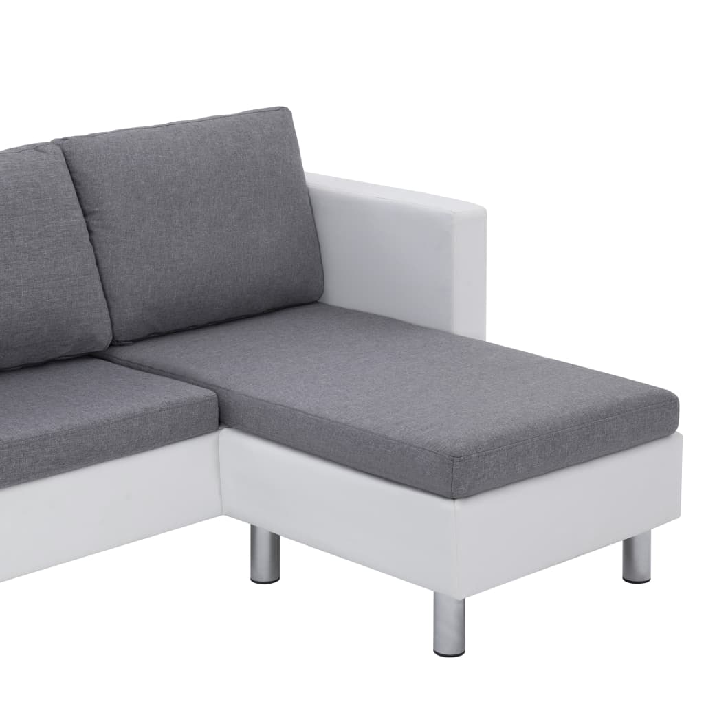 vidaXL 3-Sitzer-Sofa mit Kissen Weiß Kunstleder