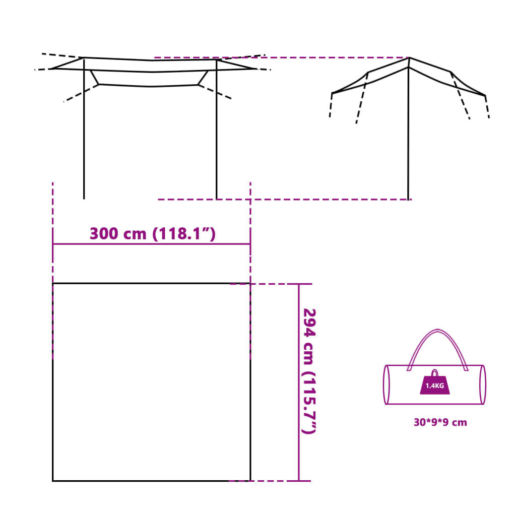 vidaXL Tarp Grau und Orange 300x294 cm Wasserdicht