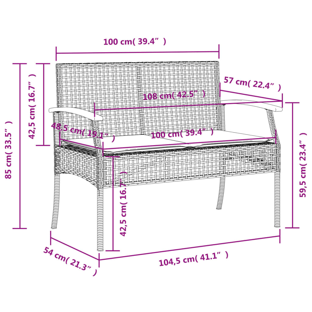 vidaXL 3-tlg. Garten-Essgruppe mit Kissen Beige Poly Rattan