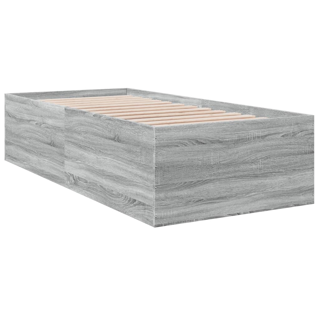 vidaXL Bettgestell Grau Sonoma 75x190 cm Holzwerkstoff