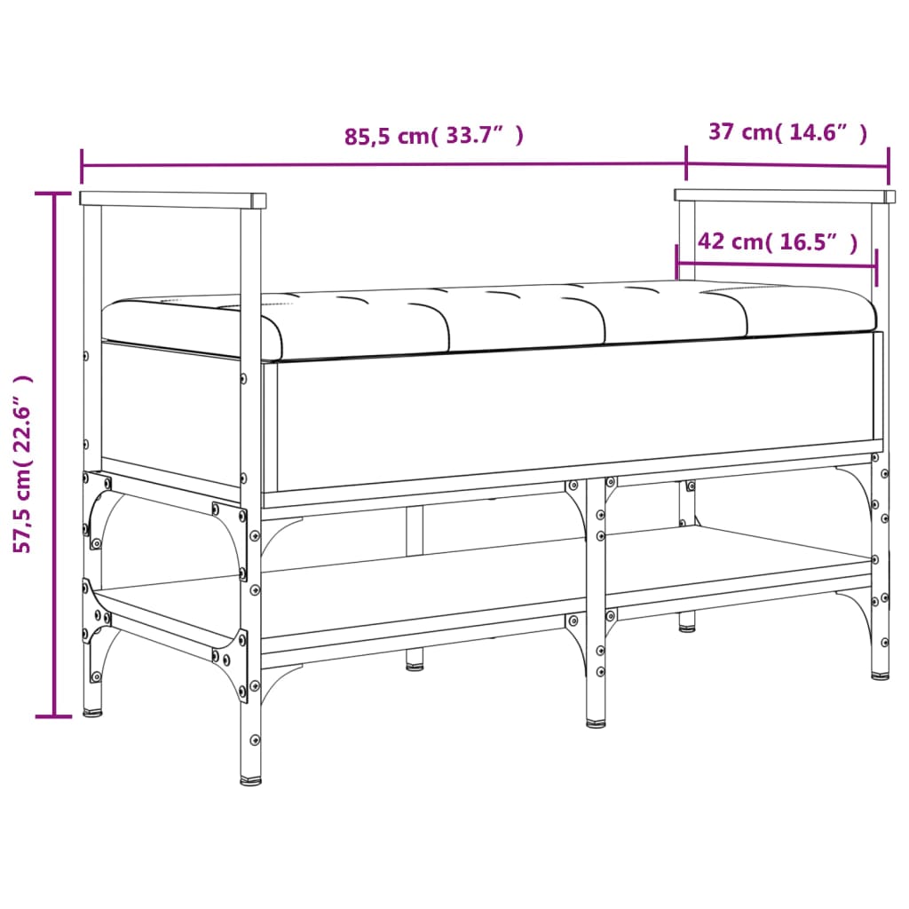 vidaXL Schuhbank Grau Sonoma 85,5x42x57,5 cm Holzwerkstoff