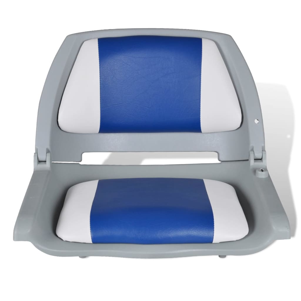 vidaXL Bootssitz Klappbar mit Polster in Blau-Weiß 48x51x41 cm