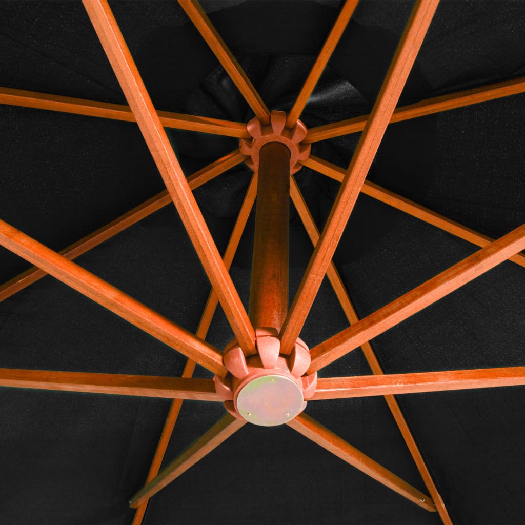 vidaXL Ampelschirm mit Mast Schwarz 3,5x2,9 m Massivholz Tanne