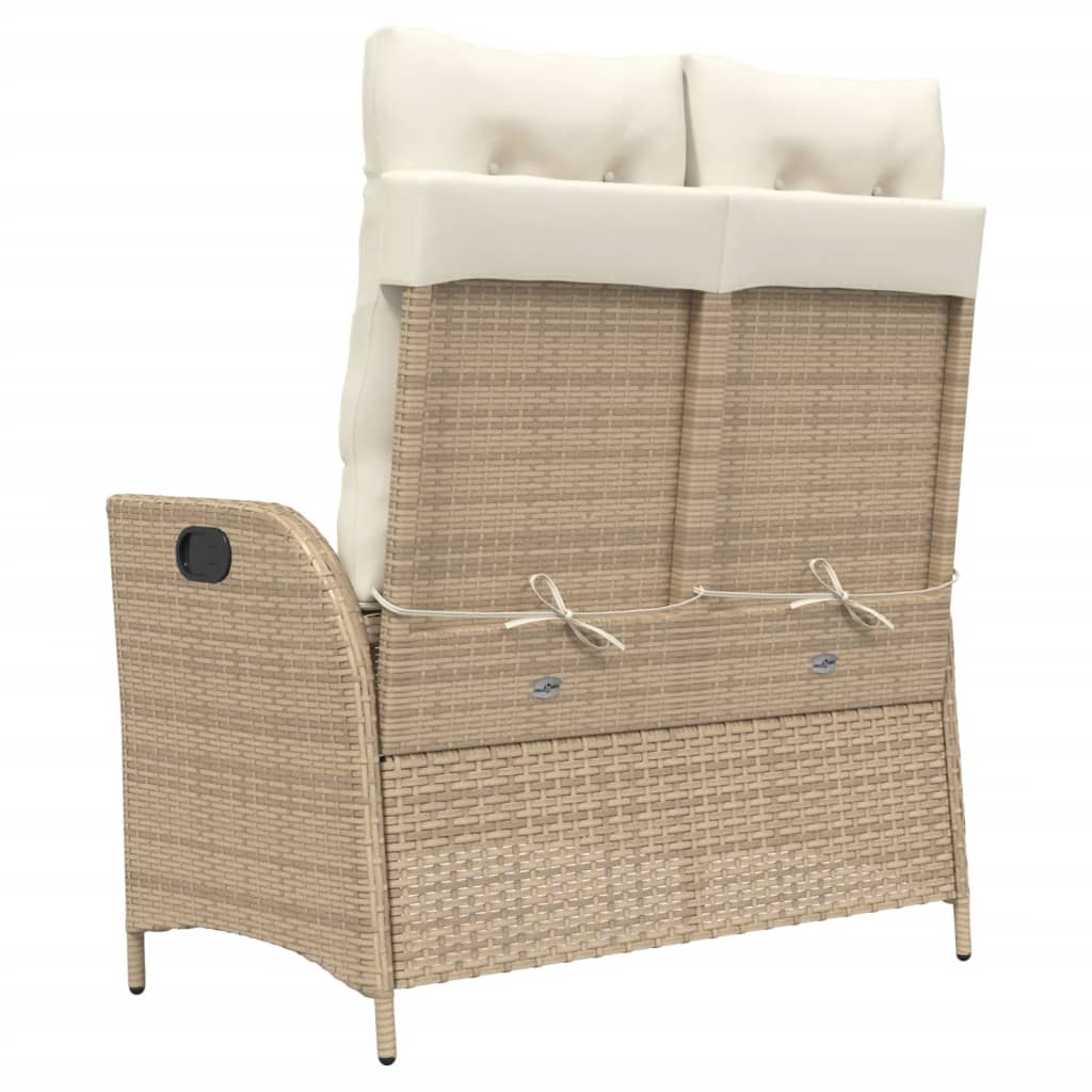 vidaXL Gartenbank Verstellbar mit Kissen Beige Poly Rattan