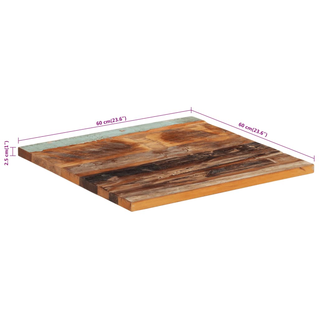 vidaXL Tischplatte Quadratisch 60x60 cm 25-27 mm Altholz Massiv