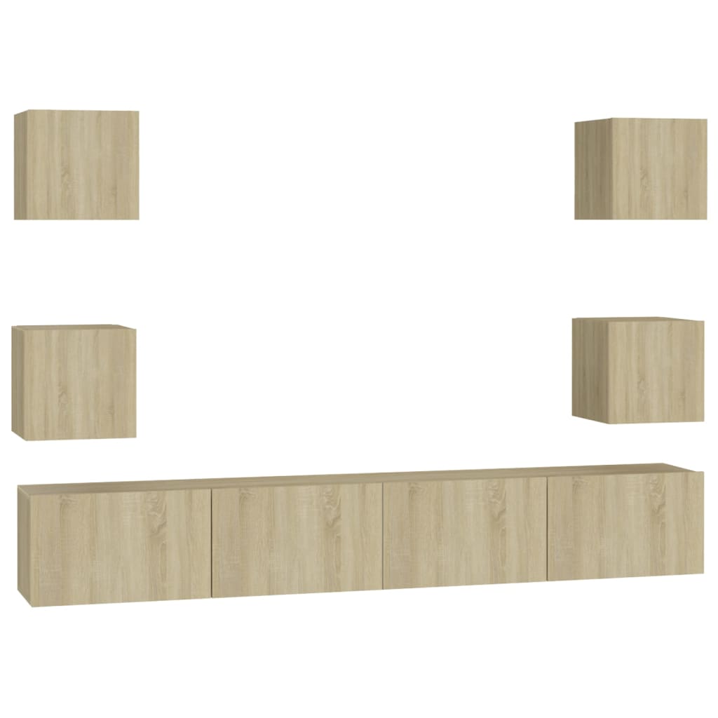 vidaXL 6-tlg. TV-Schrank-Set Sonoma-Eiche Holzwerkstoff