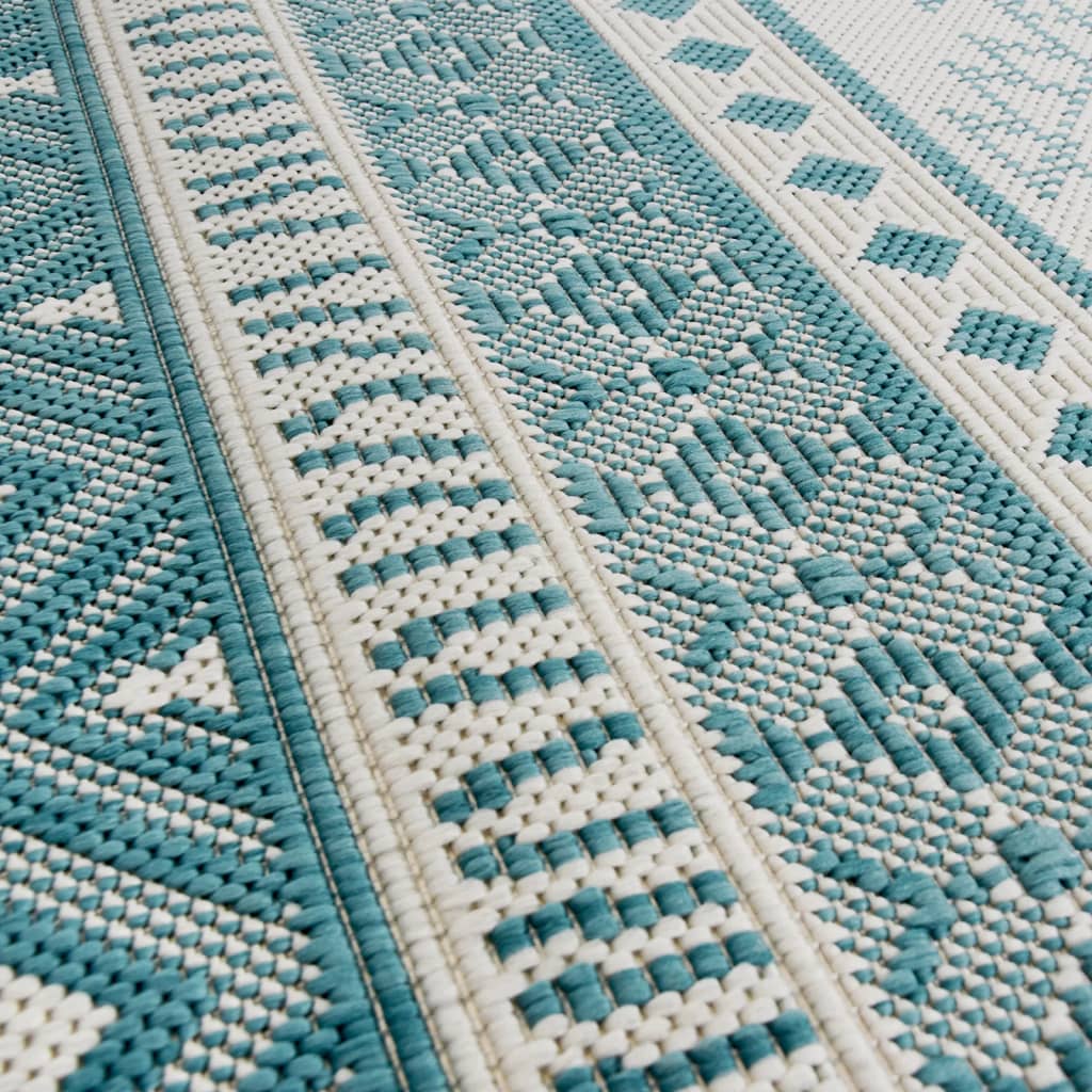 vidaXL Outdoor-Teppich Aquablau und Weiß 80x250 cm Beidseitig Nutzbar