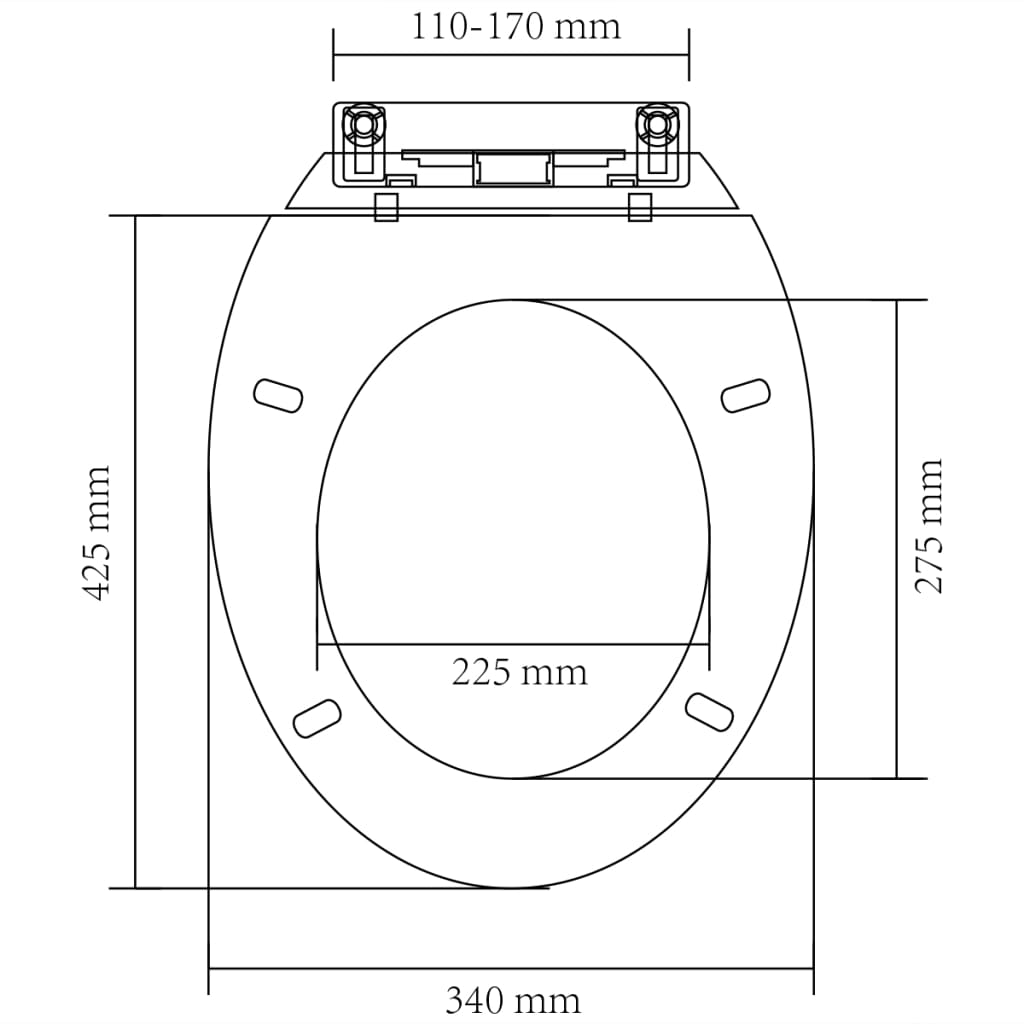 vidaXL Toilettensitz mit Absenkautomatik Weiß Oval