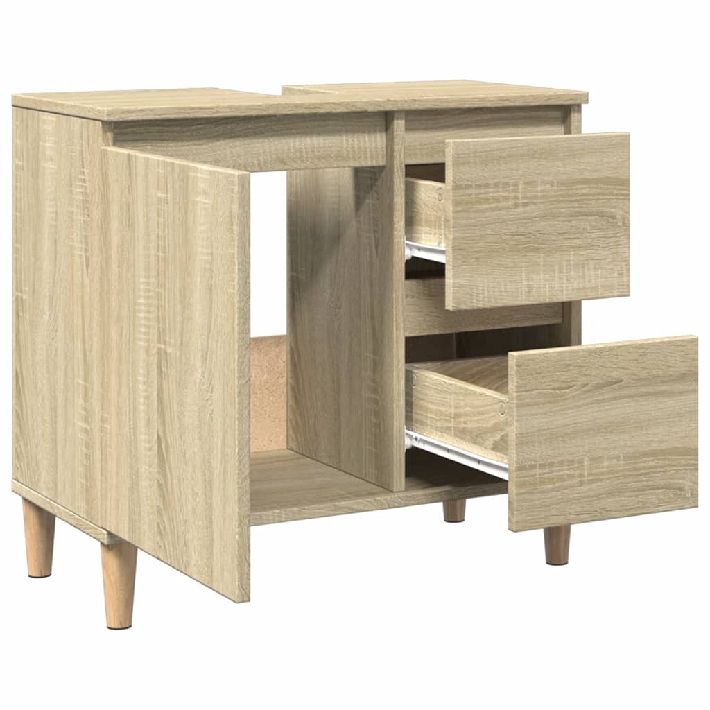 vidaXL Badschrank Sonoma-Eiche 65x33x60 cm Holzwerkstoff