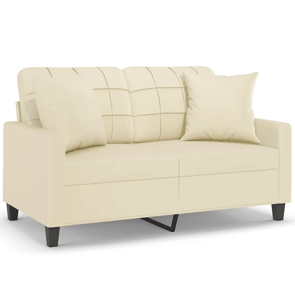 vidaXL 2-Sitzer-Sofa mit Zierkissen Creme 120 cm Kunstleder